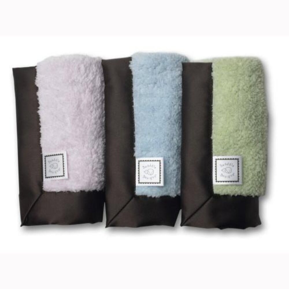 Swaddle Designs Baby Lovie "Green Microfleece with Chocolate Brown Satin Trim"